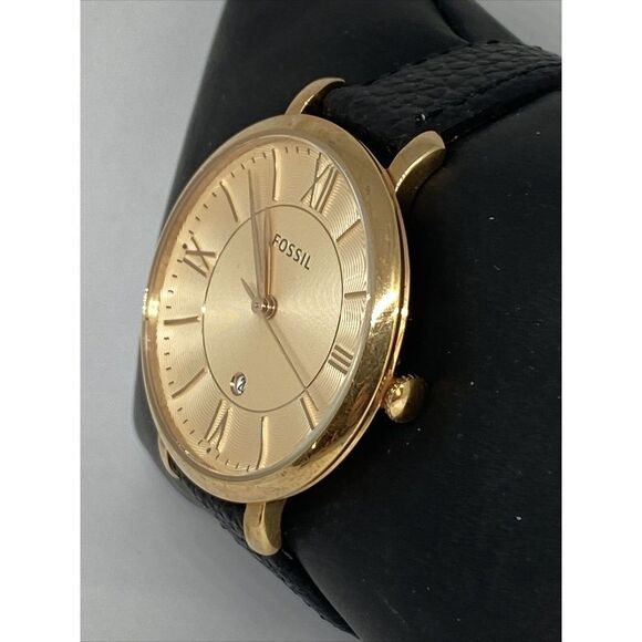 Fossil ES3707 Women's Black Leather Rose Analog Dial Quartz Wrist Watch KS520 - Picture 4 of 12